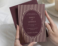 Gold Foil Wedding Invitations, Burgundy Art Deco Wedding Invite, Elegant Vintage Invitation, Personalised Wedding Stationery