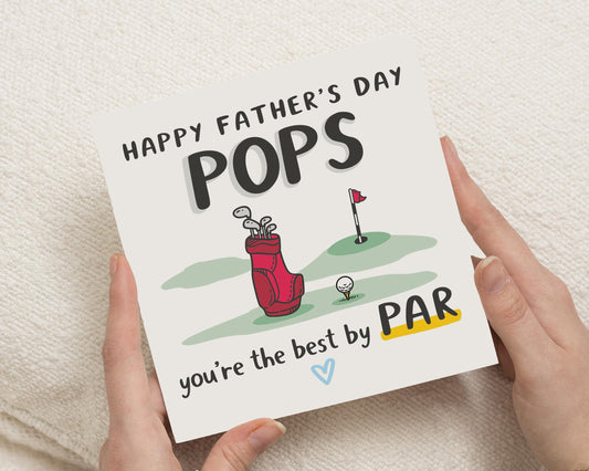 Fathers Day Card for Pops, Golf Fathers Day Card, Funny Fathers Day Card, Fathers Day Card for Him, Personalised Fathers Day Card