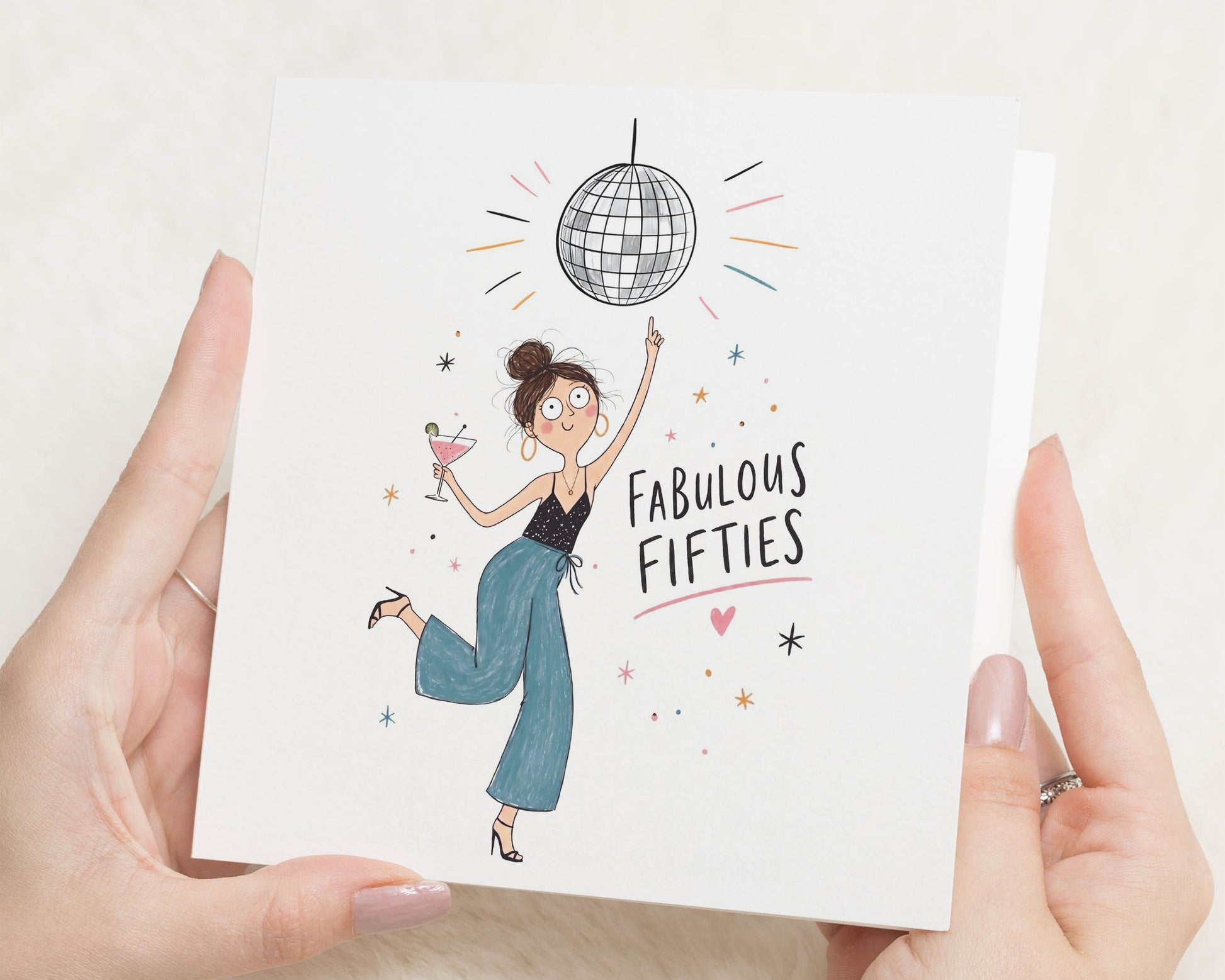 50th Birthday Card for Her, Fabulous Fifties Birthday Card, Birthday Cards for Women, 50th Card for Friend, Mum, Sister, Wife