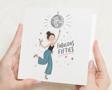 50th Birthday Card for Her, Fabulous Fifties Birthday Card, Birthday Cards for Women, 50th Card for Friend, Mum, Sister, Wife