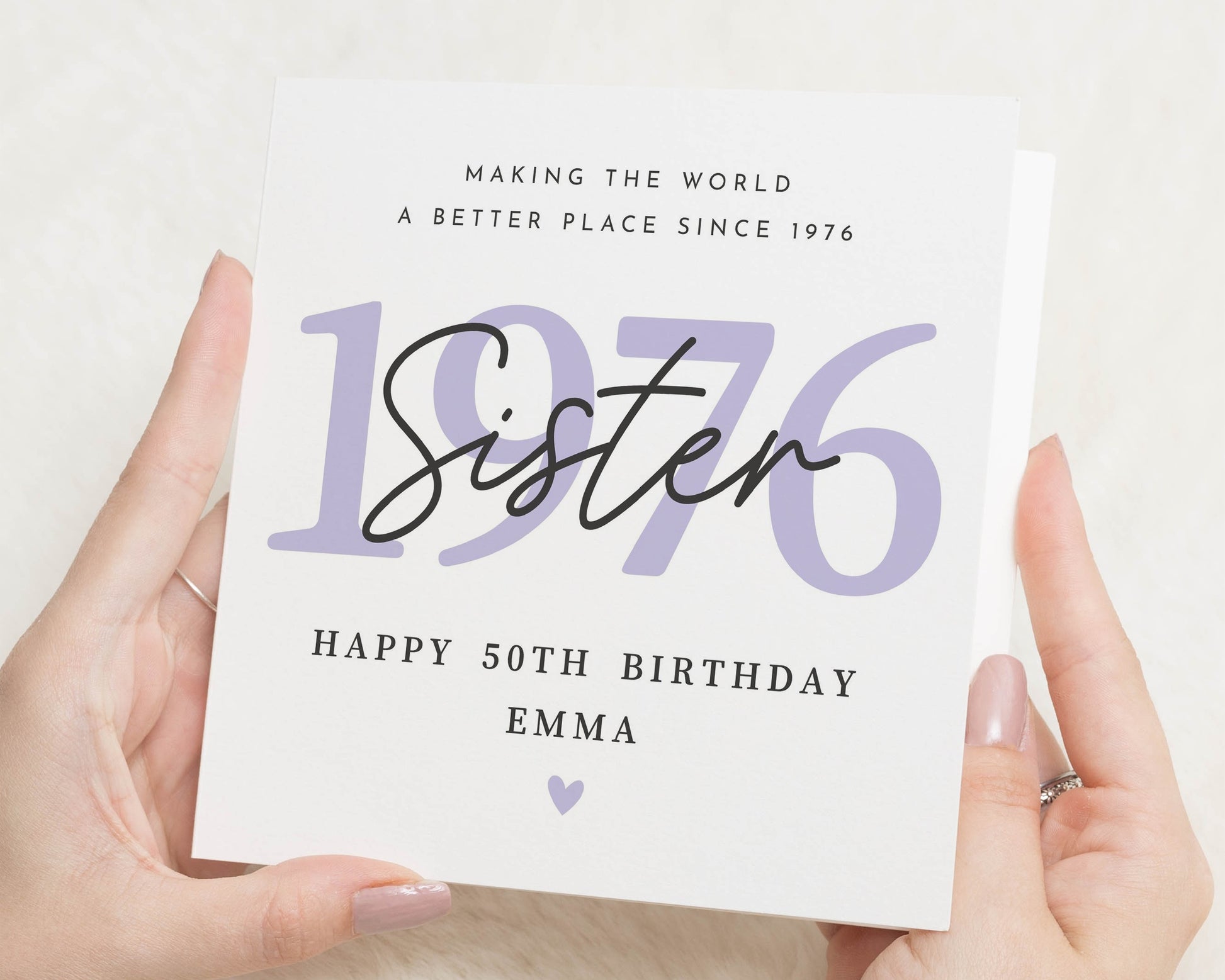 50th Birthday Card for Sister, Personalised Birthday Card, Sister Birthday Card, 1976 Birthday Card, Birthday Card for Her, Milestone Card