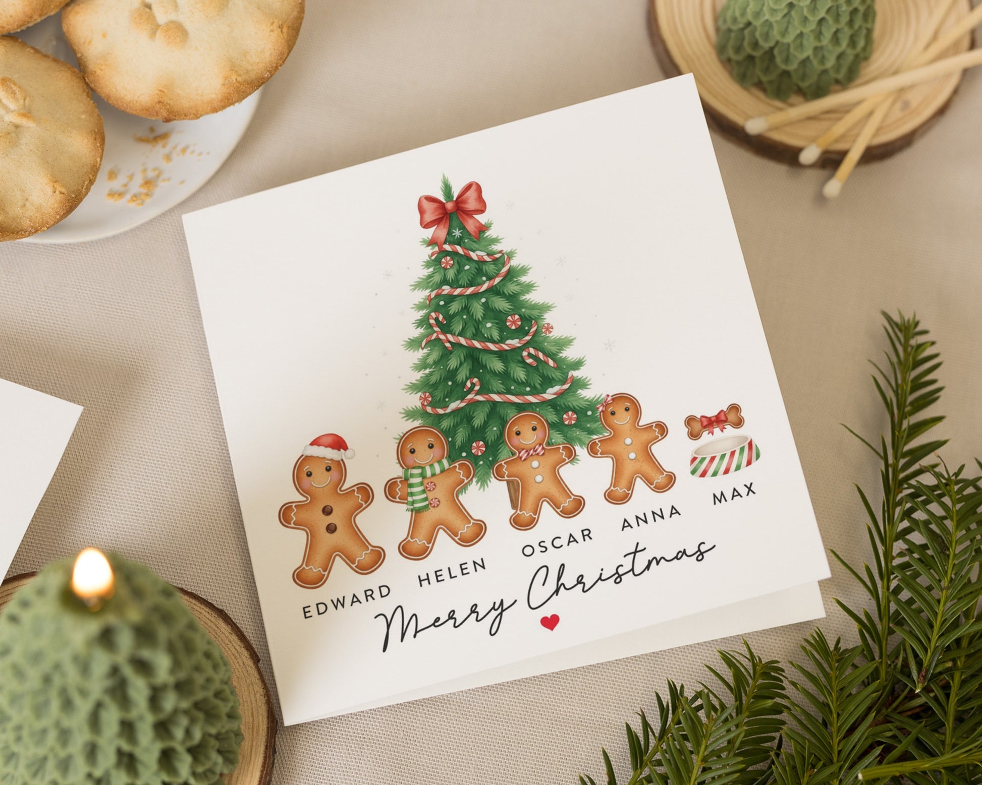 Personalised Family Christmas Card, Gingerbread Christmas Card, Christmas Card for Family, Custom Christmas Card