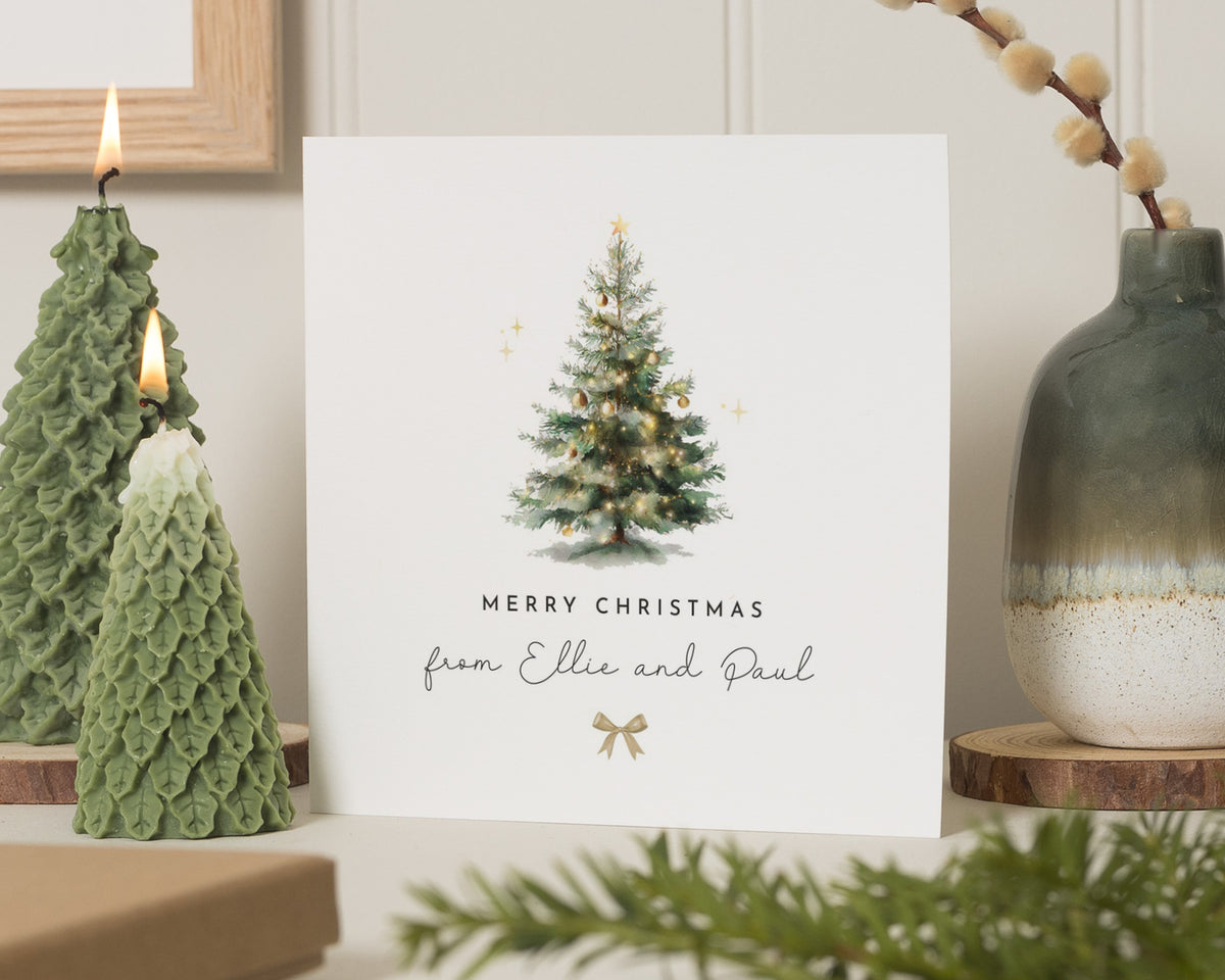 Personalised Christmas Card, Merry Christmas Card, Christmas Card for Couple, Custom Family Christmas Card, Tree Christmas Card