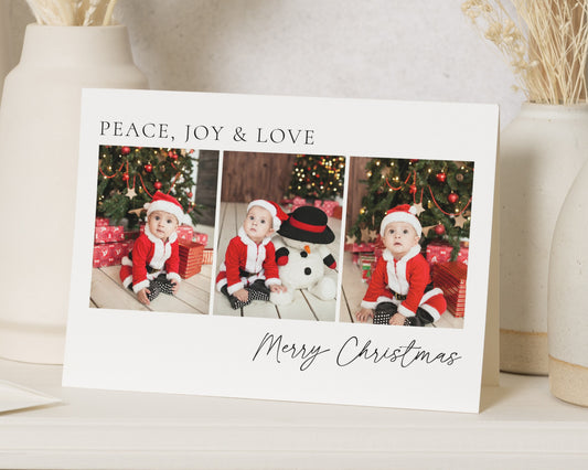 Personalised Photo Christmas Card, Pack of Christmas Cards, Pack of 10, 20, 50 or 100, Family Christmas Card, Folded Christmas Card