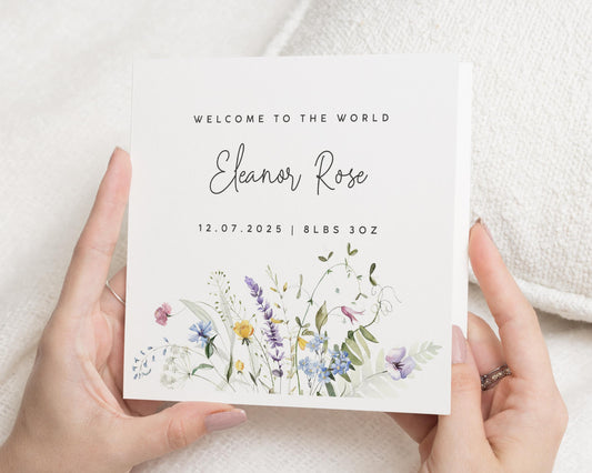 New Baby Card, Personalised Baby Card, Welcome To The World Card, Baby Girl Card, Baby Boy Card, Floral New Baby Card, Custom Baby Card