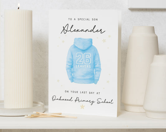 School Leaving Card for Son, Personalised Leavers Card, Last Day at Primary School Card, School Leavers Card, Good Luck Card for Boy