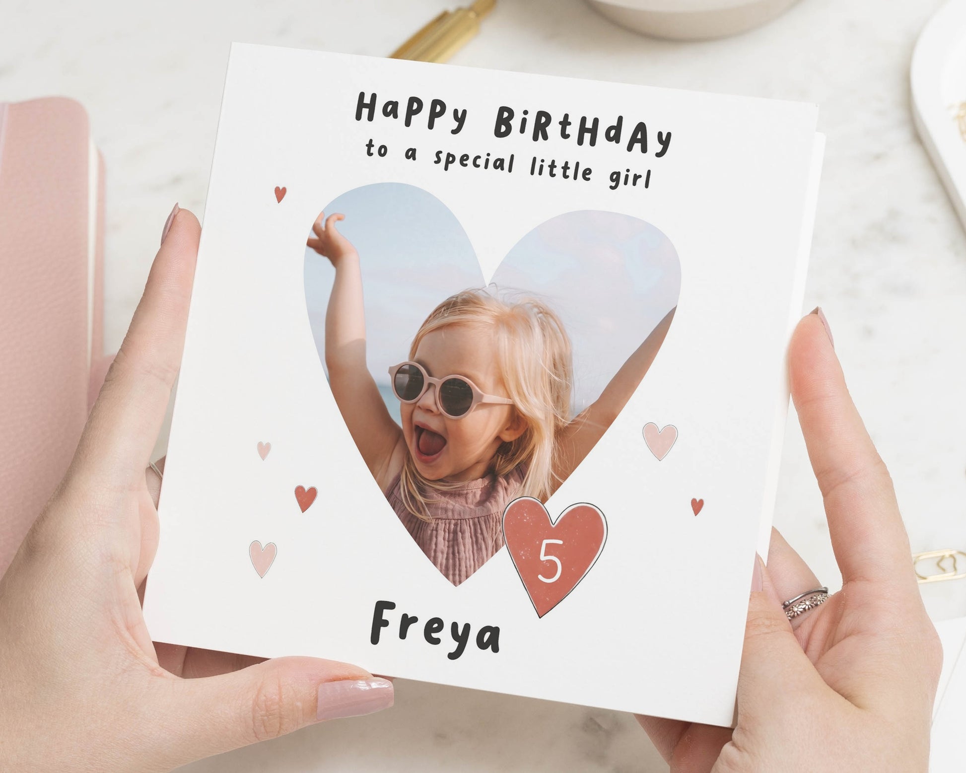 5th Birthday Card for Girl, Personalised Photo Birthday Card, Daughter Birthday Card, Granddaughter Birthday Card, Niece Birthday Card