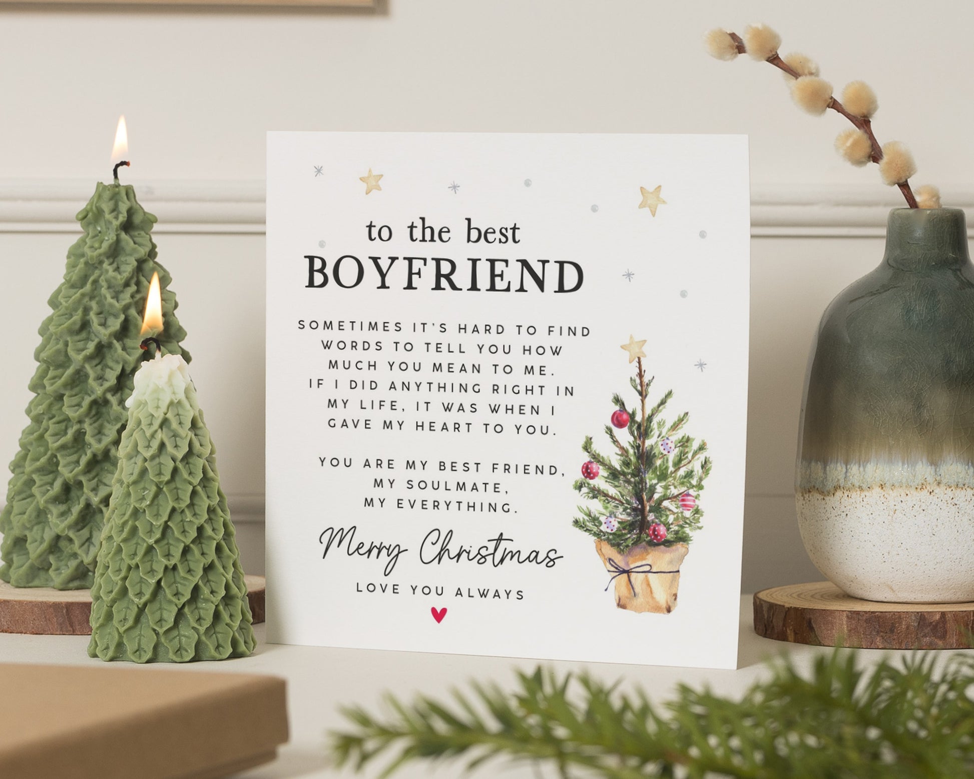 Christmas Card for Boyfriend, Boyfriend Christmas Card, Romantic Christmas Card for Him, Personalised Christmas Card for Boyfriend