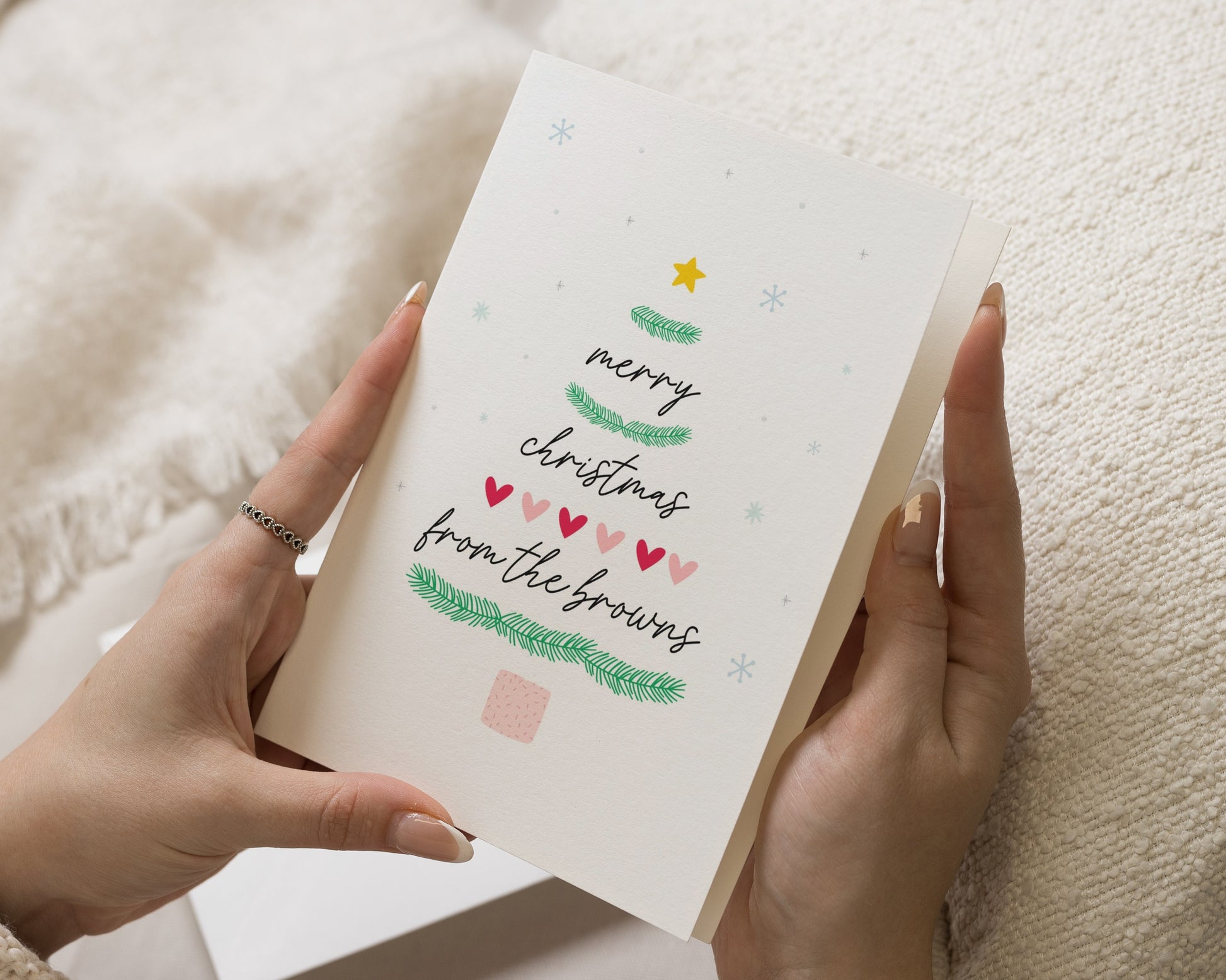 Personalised Christmas Card, Pack of Christmas Cards, Family Christmas Card, Custom Name, Pack of 10, 20, 50 or 100