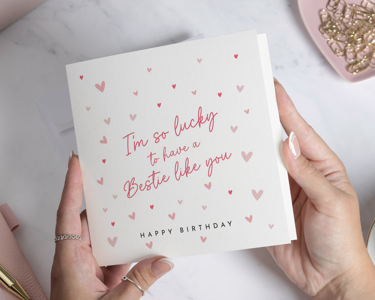 Best Friend Birthday Card, Birthday Card for Friend, Bestie Birthday Card, Birthday Card for Her, Cute Birthday Card for Women, Heart Card