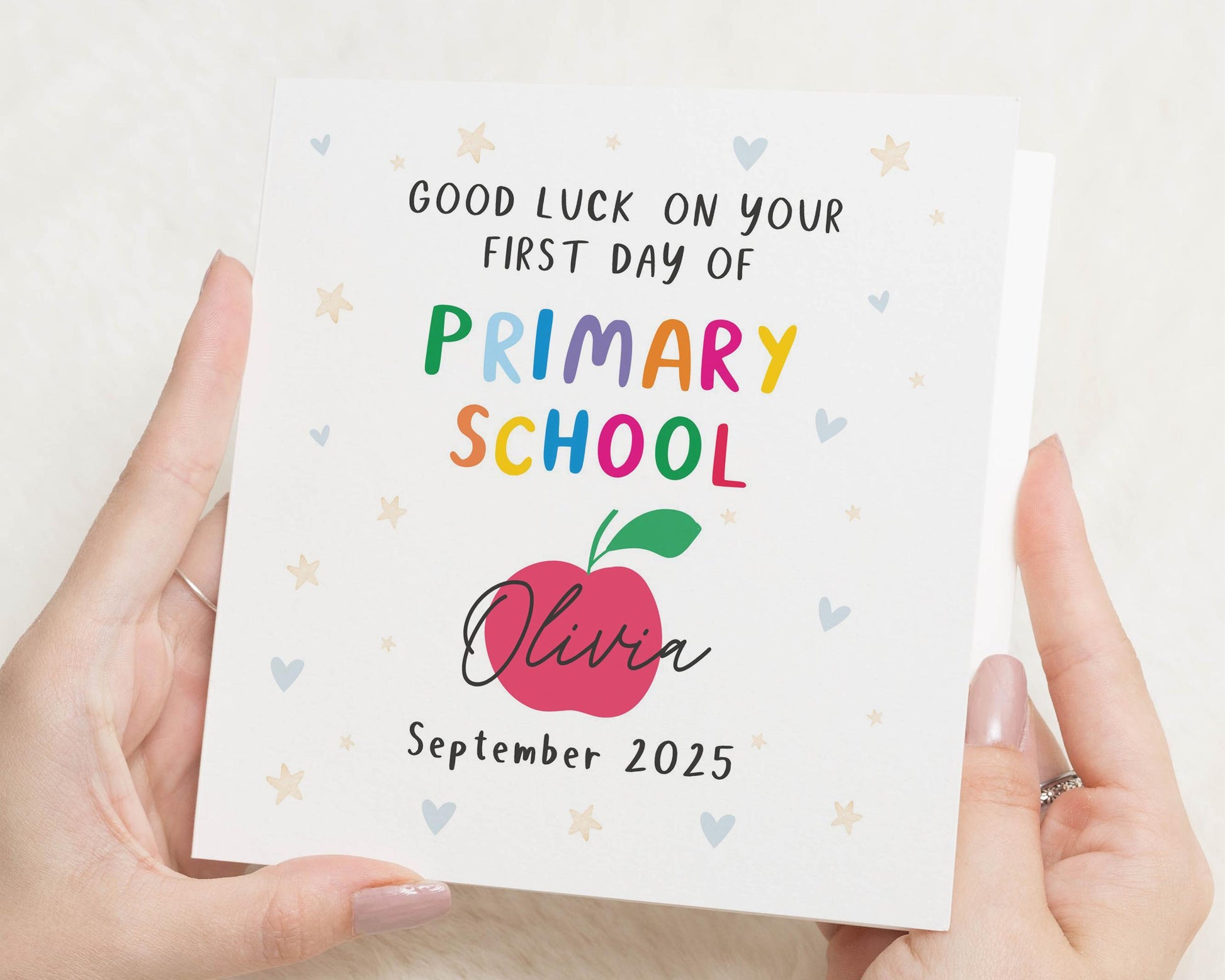 Good Luck Card for First Day of School, Personalised Primary School Card, Good Luck Card for Girl, Custom Name Card, Back to School Card