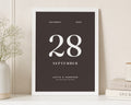 Personalised Wedding Date Print, Dark Brown Wall Art, Anniversary Gift, Gift for Couple, Minimalist Typography Print