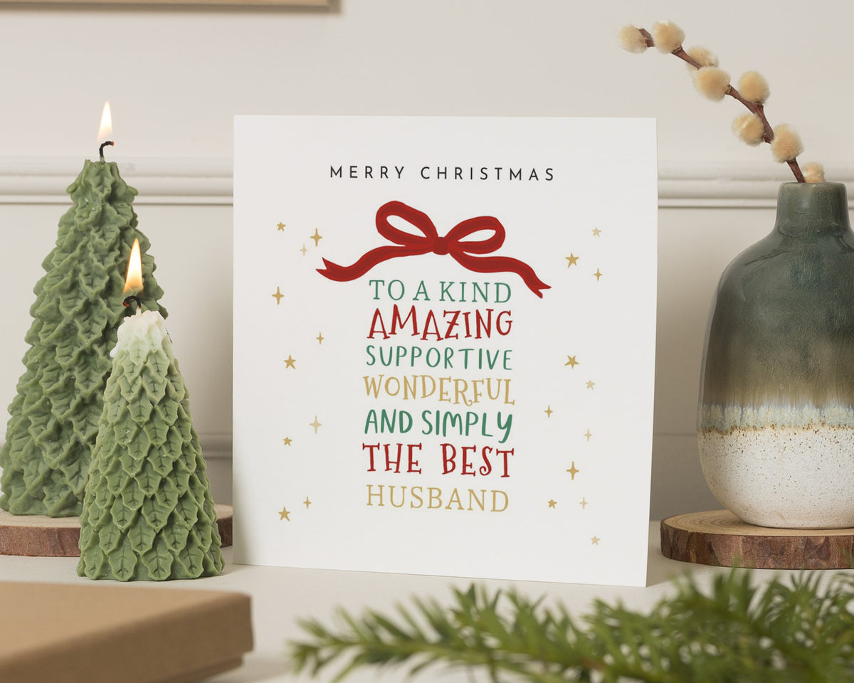 Husband Christmas Card, Christmas Card for Husband, Merry Christmas Husband Card, Festive Card for Him, Cute Xmas Card for Husband