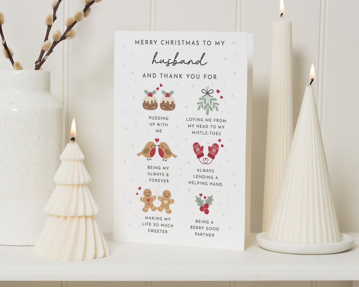 Husband Christmas Card, Christmas Card for Husband, Cute Christmas Card for Him, Romantic Xmas Card, Partner Christmas Card, Funny Pun Card