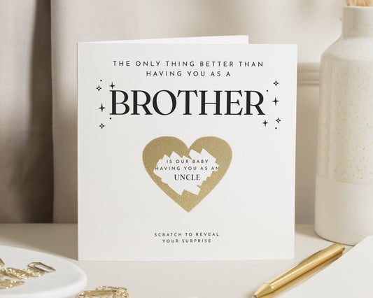 Pregnancy Announcement Card for Brother, Scratch to Reveal Uncle Card, Baby Reveal Card, New Baby Card for Uncle, Brother to Uncle Card