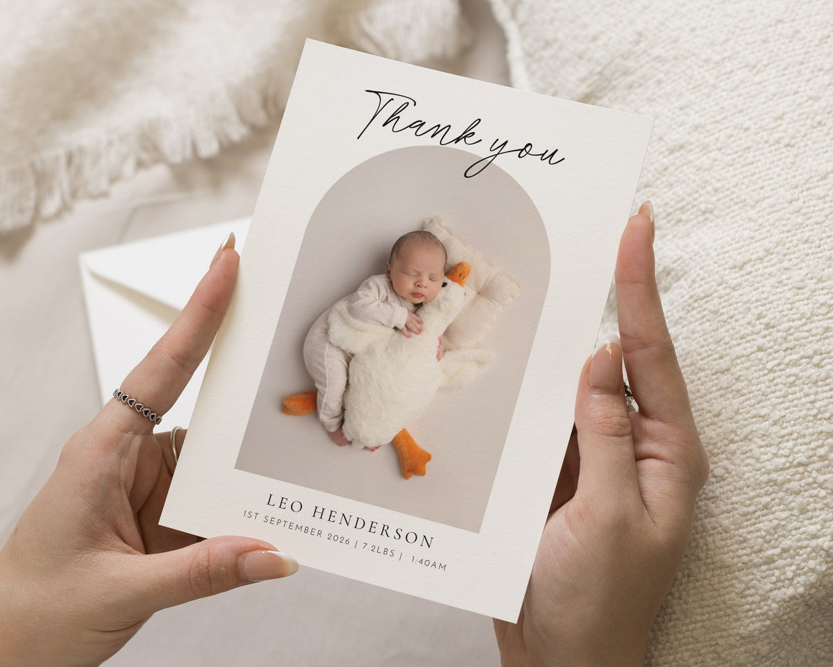Personalised Baby Thank You Cards, Birth Announcement Card, Photo Baby Thank You Card, Simple New Baby Thank You Cards, A6 5x7