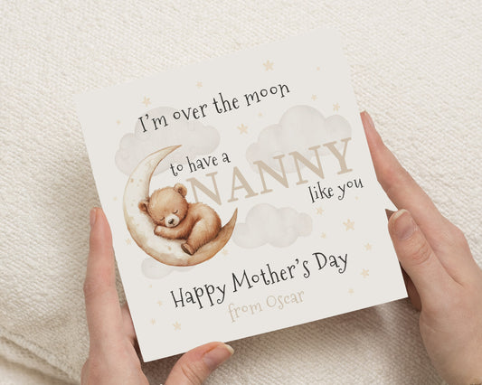 Mother's Day Card for Nanny, Nanny Mother's Day Card, Cute Bear Card, Personalised Mother's Day Card, Card from Grandchild