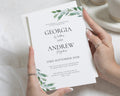Greenery Wedding Invitations, Botanical Wedding Invite, Elegant Watercolour Leaf Invitation Suite, Personalised Wedding Stationery