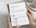 Minimalist Floral Wedding Invitations, Personalised Wildflower Wedding Invite, Brown Botanical Invitation Suite, Simple Stationery