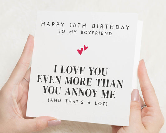 18th Birthday Card for Boyfriend, Funny Birthday Card for Him, I Love You Card, 18th Birthday Card for Him, Boyfriend Birthday Card