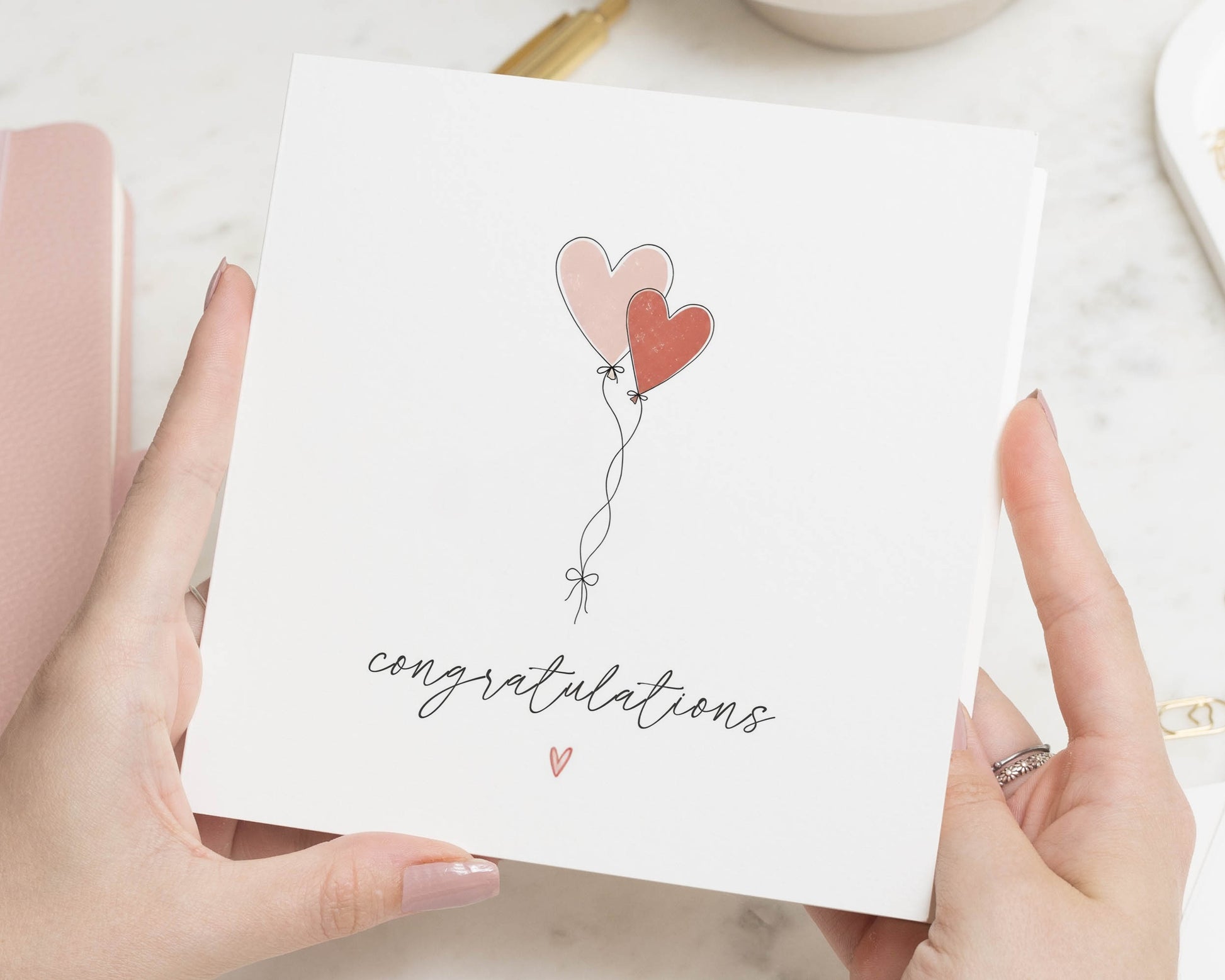 Congratulations Card, Engagement Card, Wedding Congratulations Card, Well Done Card, New Baby Card, Heart Balloon Card, Card for Couple