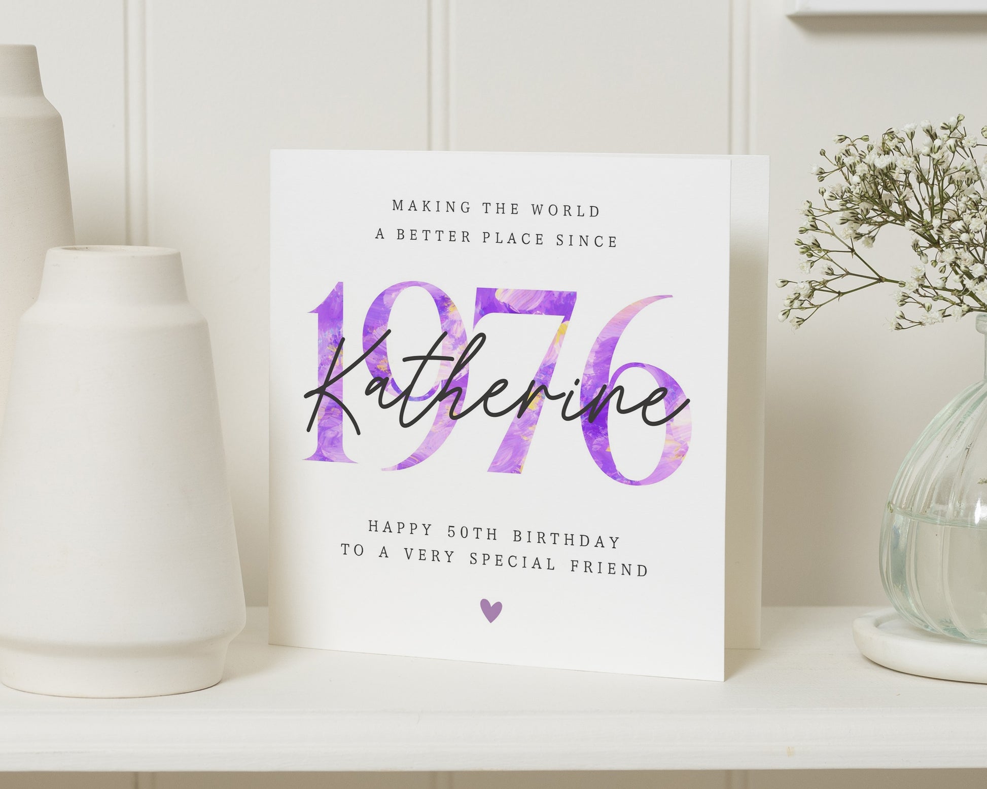 50th Birthday Card for Friend, Personalised Birthday Card, Birthday Card for Her, Special Friend Birthday Card, 1976 Birthday Card