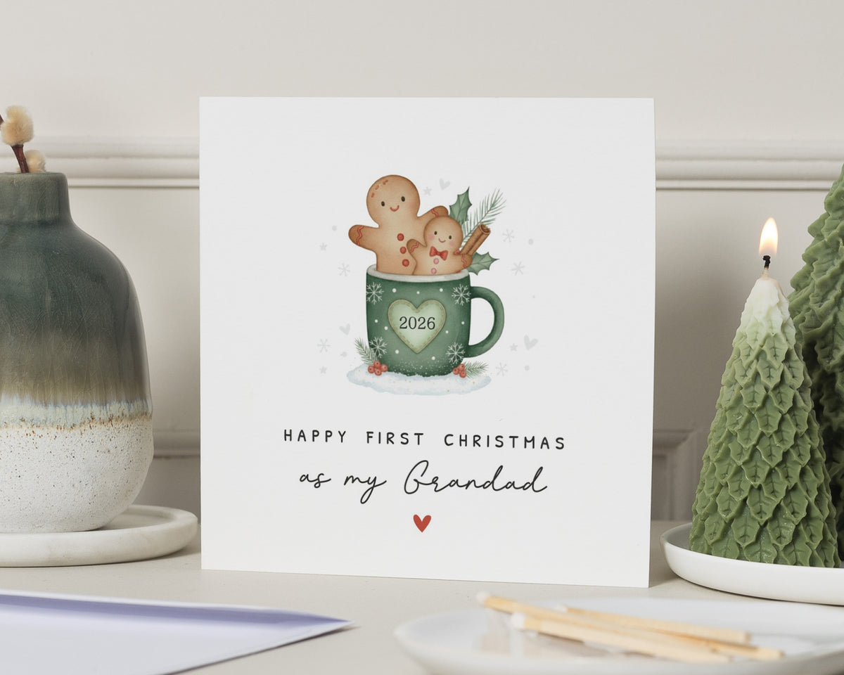 First Christmas Card for Grandad, 1st Christmas Card from Baby, Personalised Grandad Christmas Cards, New Grandad Card, Gingerbread Card