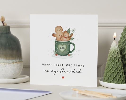 First Christmas Card for Grandad, 1st Christmas Card from Baby, Personalised Grandad Christmas Cards, New Grandad Card, Gingerbread Card