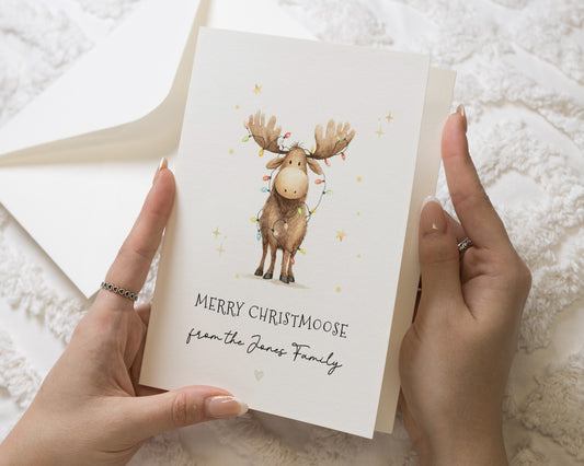 Personalised Christmas Card, Merry Christmoose Card, Family Christmas Card, Pack of Christmas Cards, Bulk Christmas Cards