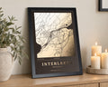 Personalised Gold Foil Map Print, Custom Location Map, Chocolate Brown Wall Art, Coordinates Print, New Home Gift for Couple