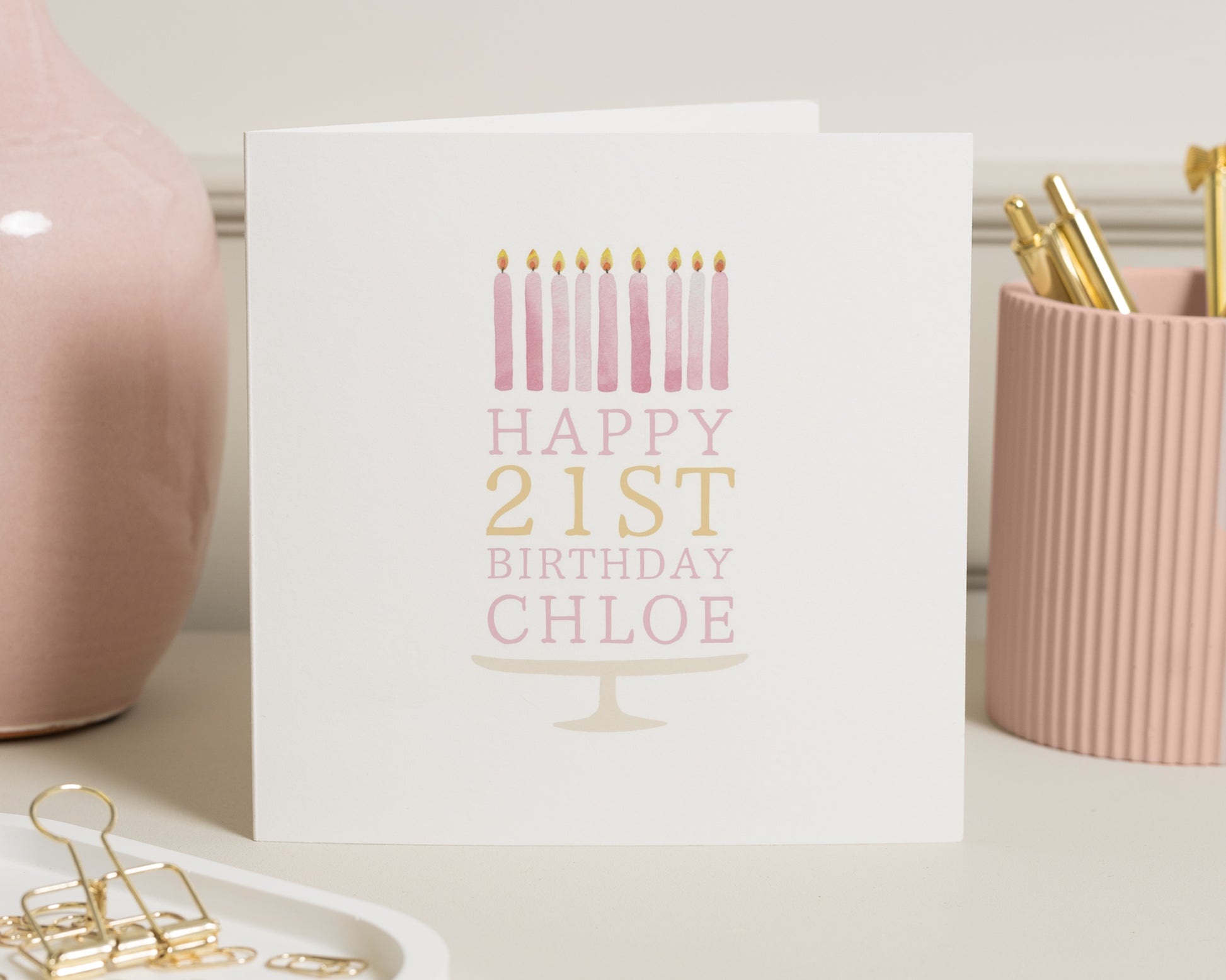 21st Birthday Card for Her, Personalised 21st Birthday Card, Simple Cake Birthday Card, Custom Birthday Card for Daughter, Friend