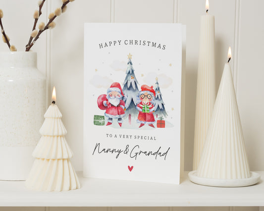Nanny and Grandad Christmas Card, Grandparents Christmas Card, Christmas Card for Grandad, Christmas Card for Nanny, Cute Santa Card