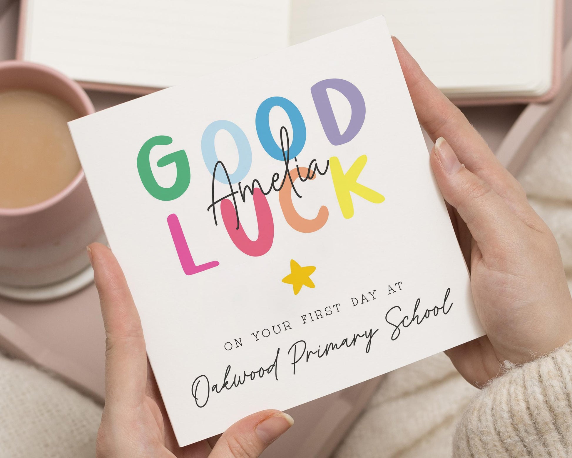 Good Luck Card, Personalised Good Luck Card for School, First Day at School Card, Good Luck Card for Girl, Cute Good Luck Card