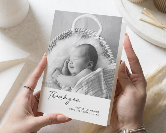 Personalised Baby Thank You Cards, Photo Baby Thank You Card, Birth Announcement Card, Folded Baby Thank You Cards, Simple Thank You Cards