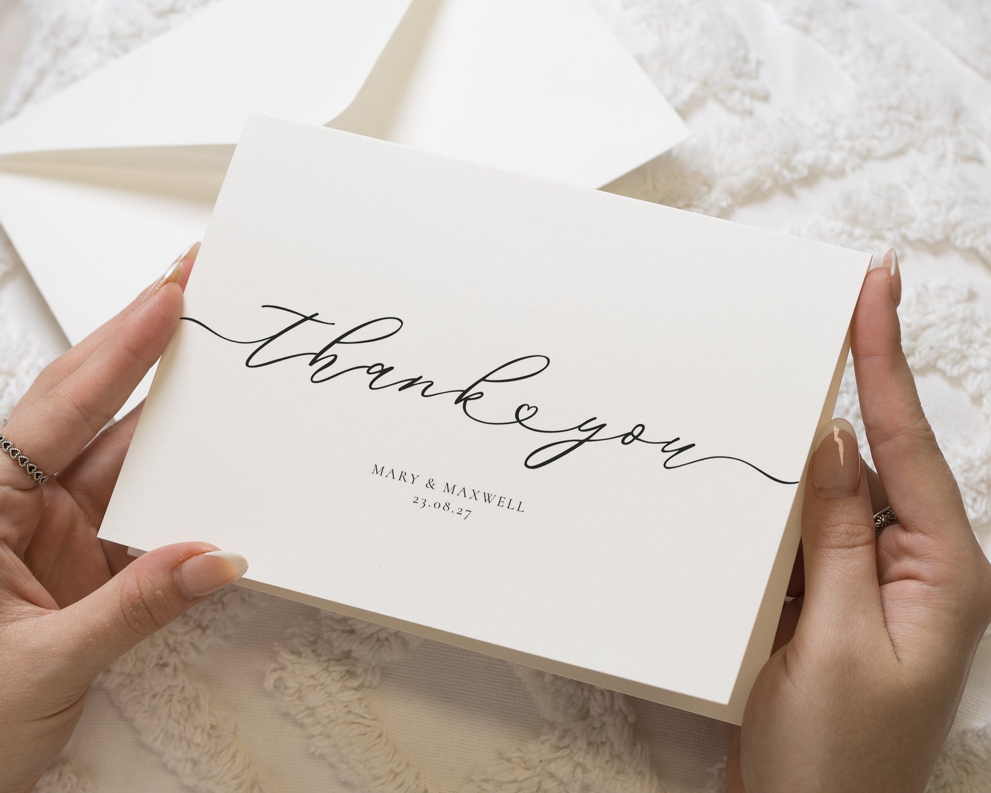 Personalised Wedding Thank You Cards, Folded Wedding Thank You Cards, Wedding Thank You Cards, Minimal Thank You Card for Wedding