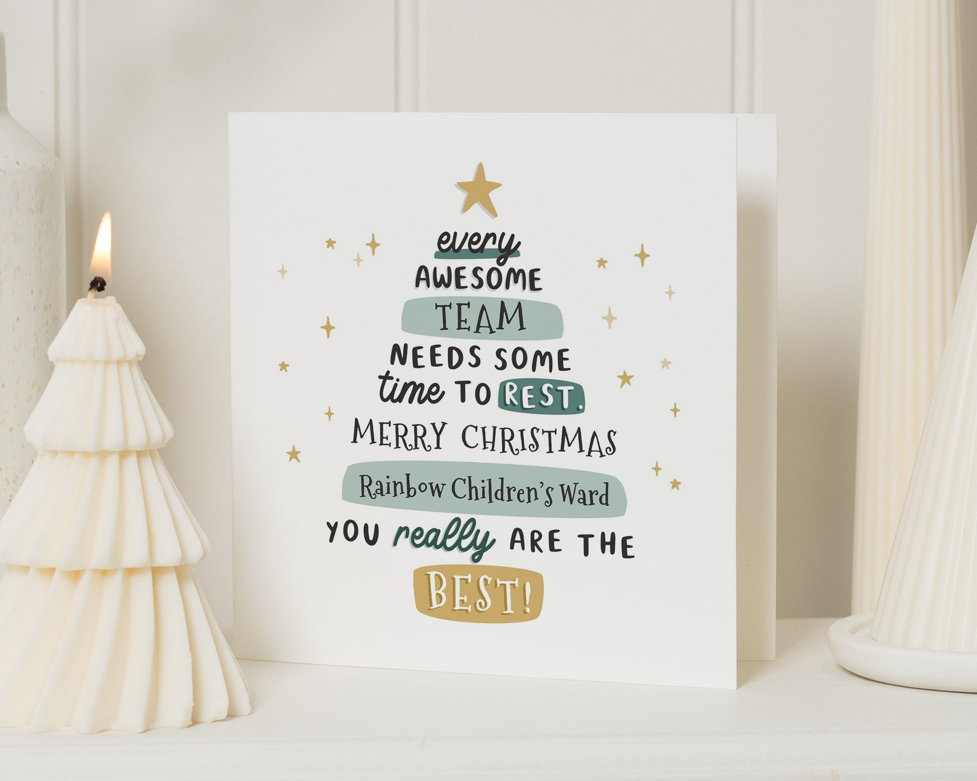 Christmas Card for Team, Merry Christmas Card, Team Christmas Card, Thank You Card for Colleagues, Rainbow Children's Ward Card