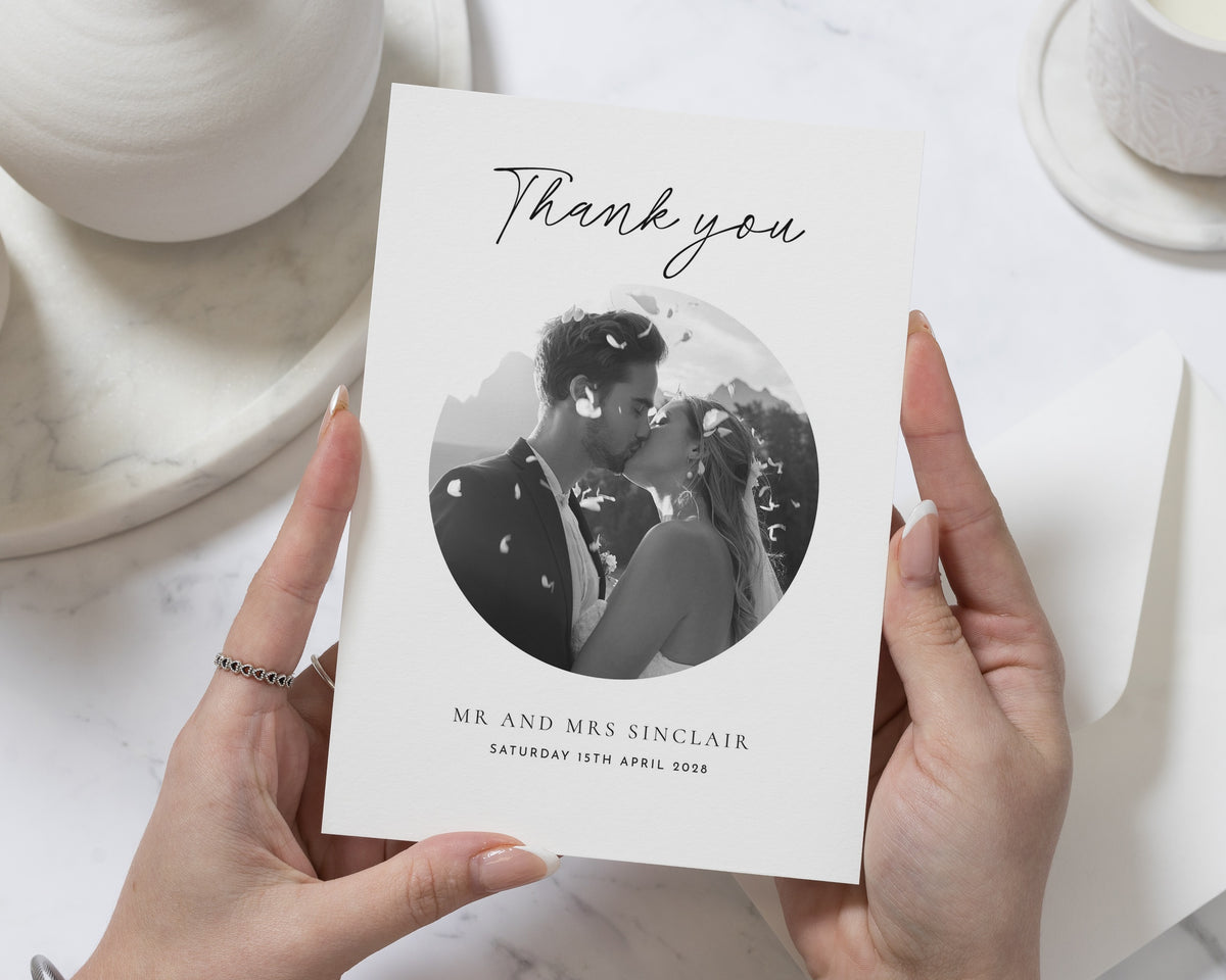 Personalised Wedding Thank You Cards, Photo Wedding Thank You Card, Simple Thank You Cards, Folded Wedding Thank You Card, A6 5x7 Flat Card