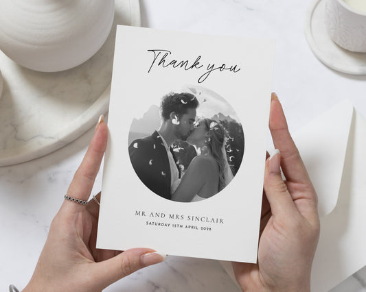 Personalised Wedding Thank You Cards, Photo Wedding Thank You Card, Simple Thank You Cards, Folded Wedding Thank You Card, A6 5x7 Flat Card