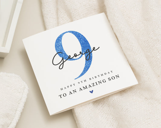 9th Birthday Card for Son, Personalised Card for Boy, Son Birthday Card, 9th Birthday Card for Him, Custom Name Card, Amazing Son Card