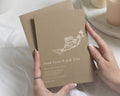 Taupe Destination Wedding Invitations, Mediterranean Wedding Invites, Coastal Villa Illustration, Personalised Wedding Stationery
