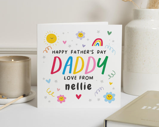 Fathers Day Card for Daddy, Personalised Fathers Day Card from Child, Cute Fathers Day Card, Daddy Card from Daughter or Son