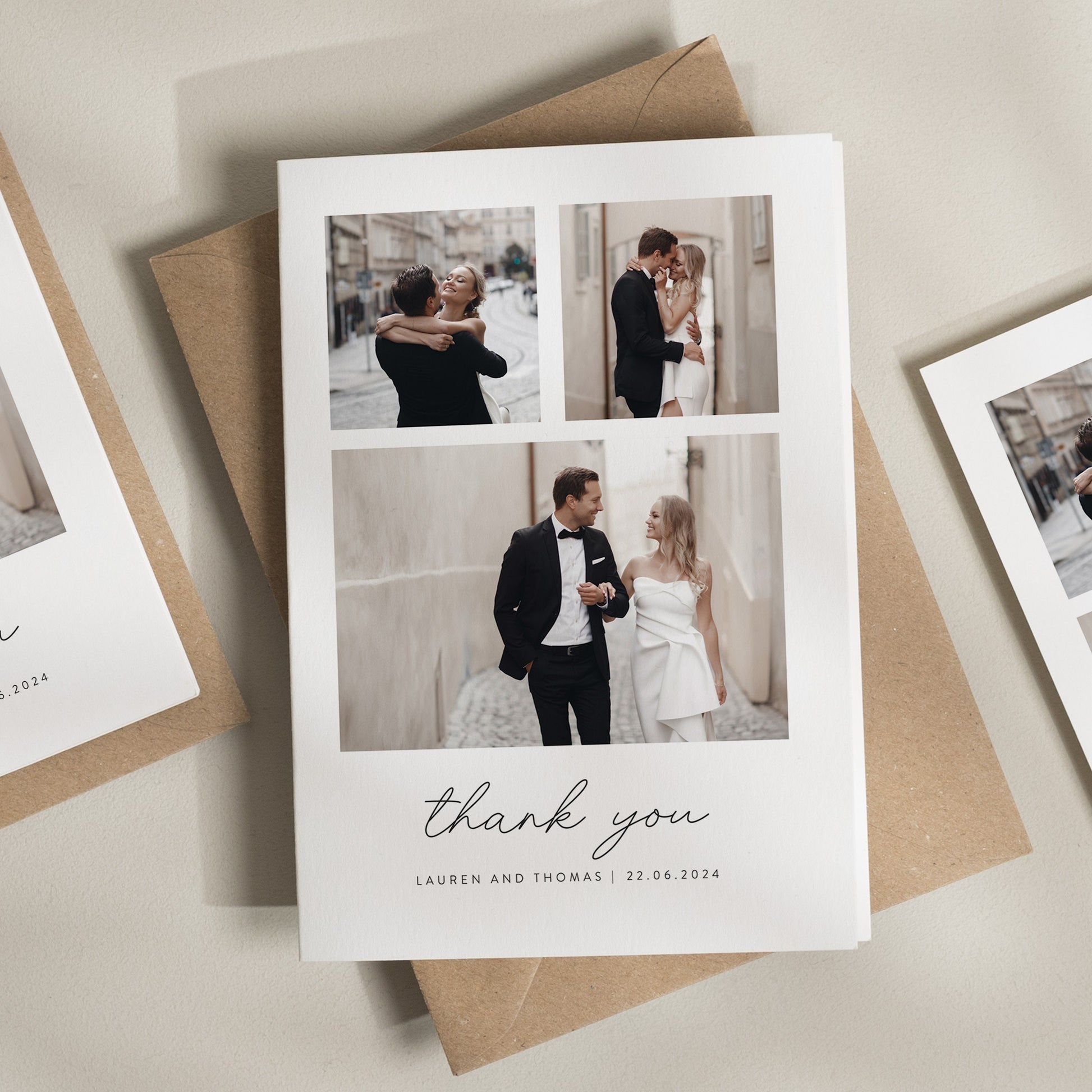 Wedding Folded Thank You Card, Thank You Card Wedding, Wedding Thank You, Thank You Wedding Card, Thank You Card, Simple Photo Wedding Card