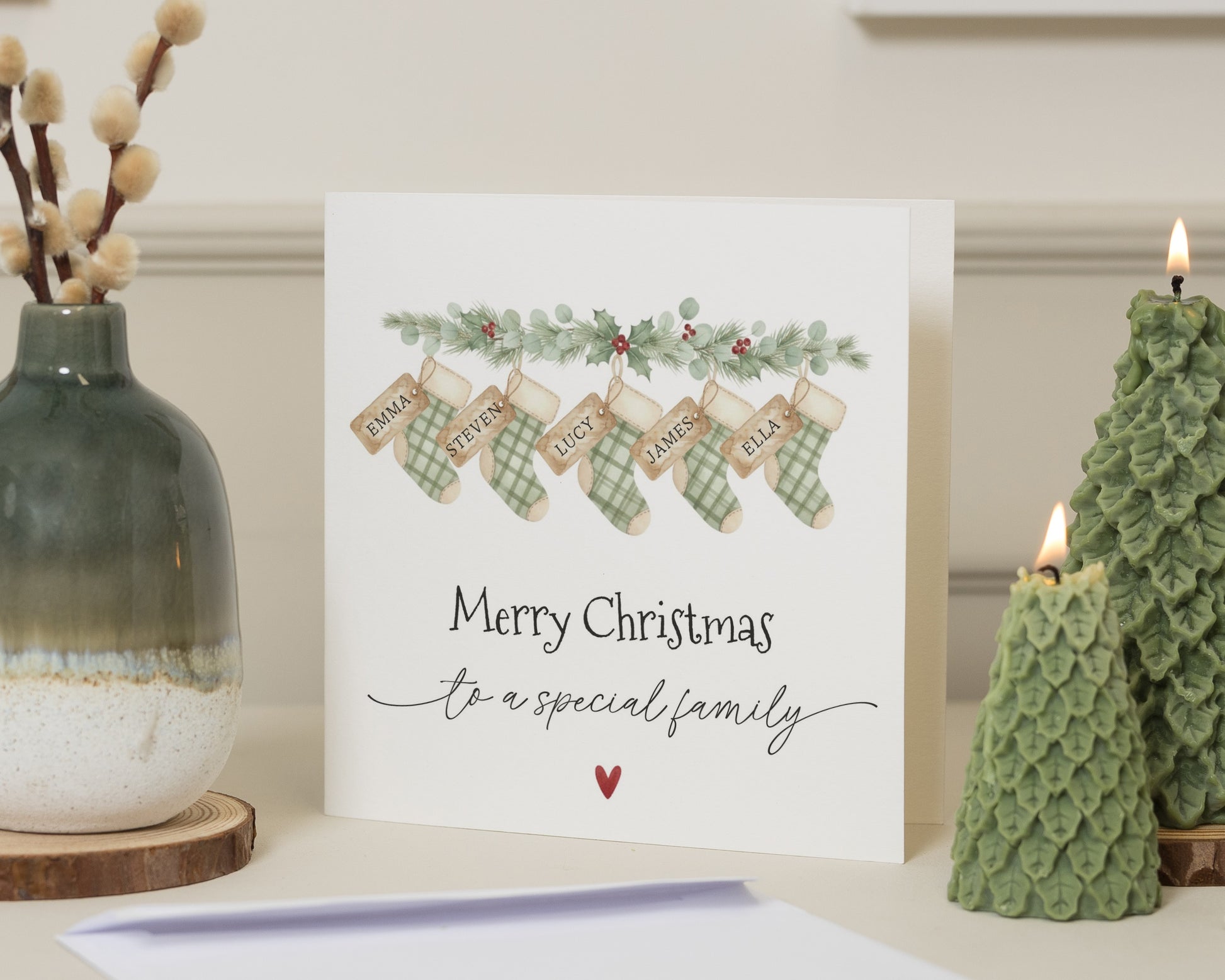 Christmas Card for Family, Personalised Family Christmas Card, Special Family Christmas Card, Custom Stocking Card
