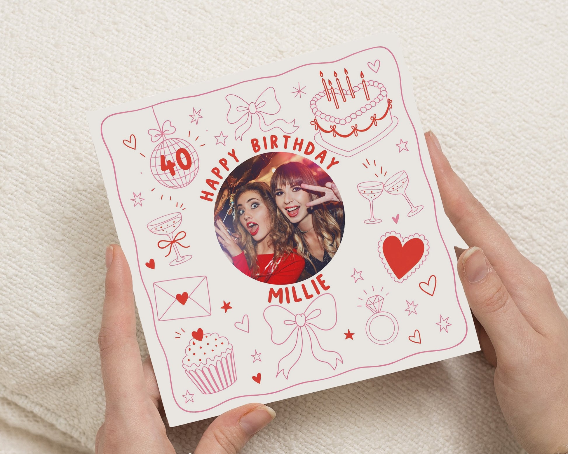 40th Birthday Card, Personalised Photo Birthday Card, Birthday Card for Her, Best Friend Birthday Card, Custom 40th Birthday Cards