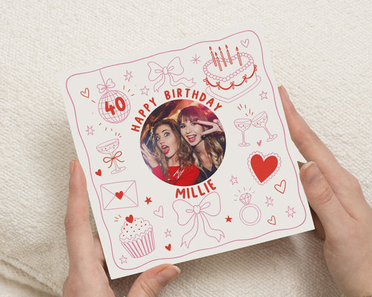 40th Birthday Card, Personalised Photo Birthday Card, Birthday Card for Her, Best Friend Birthday Card, Custom 40th Birthday Cards