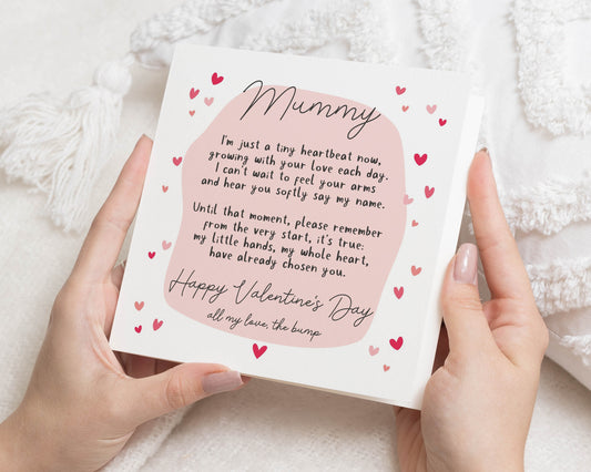 Valentines Day Card for Mum, Mummy Valentines Card from Bump, Valentines Card for Her, Personalised Valentines Card, Cute Heart Card