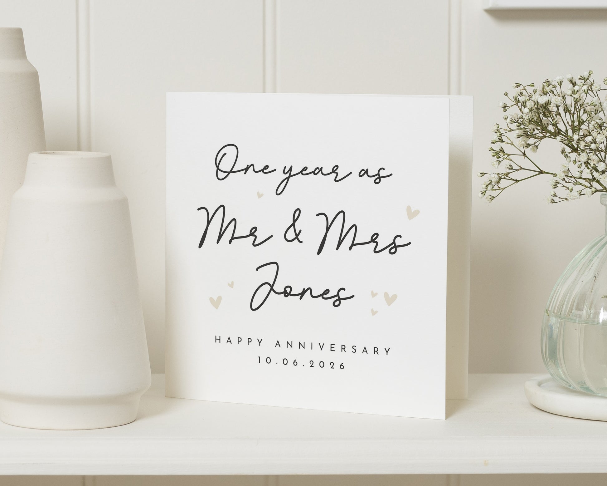 Anniversary Card, One Year Anniversary Card, Mr and Mrs Card, Personalised Anniversary Card, First Year Anniversary Card
