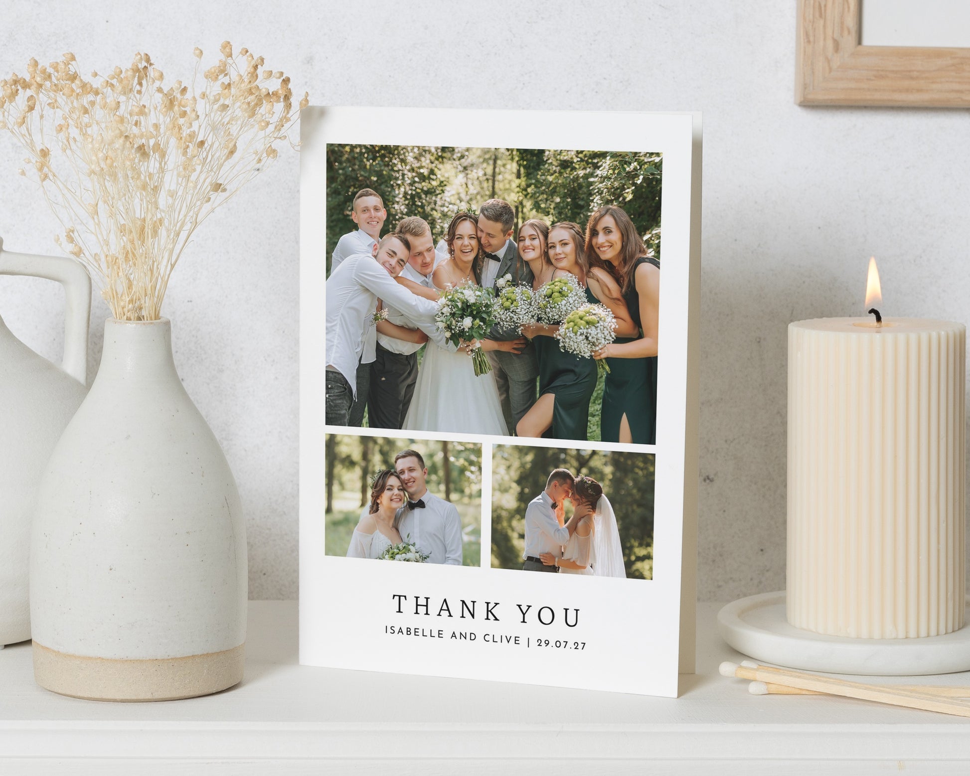 Personalised Wedding Thank You Cards, Photo Wedding Thank You Card, Collage Photo Thank You Card, Modern Wedding Thank You