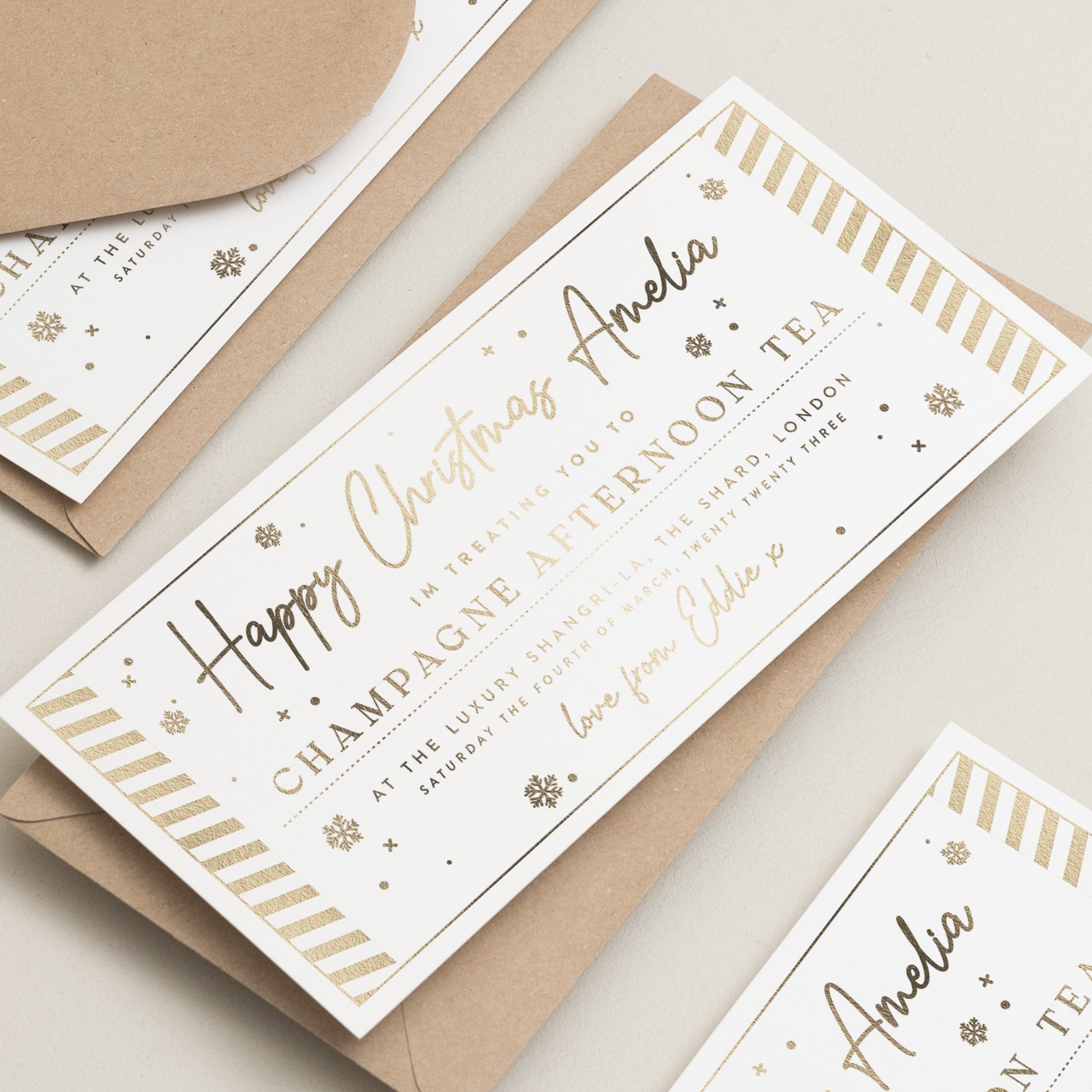 Personalised Christmas Gold Foil Scratch Gift Voucher, Gold Foil Scratch Voucher, Christmas Gift, Scratch To Reveal, Gift Experience Ticket