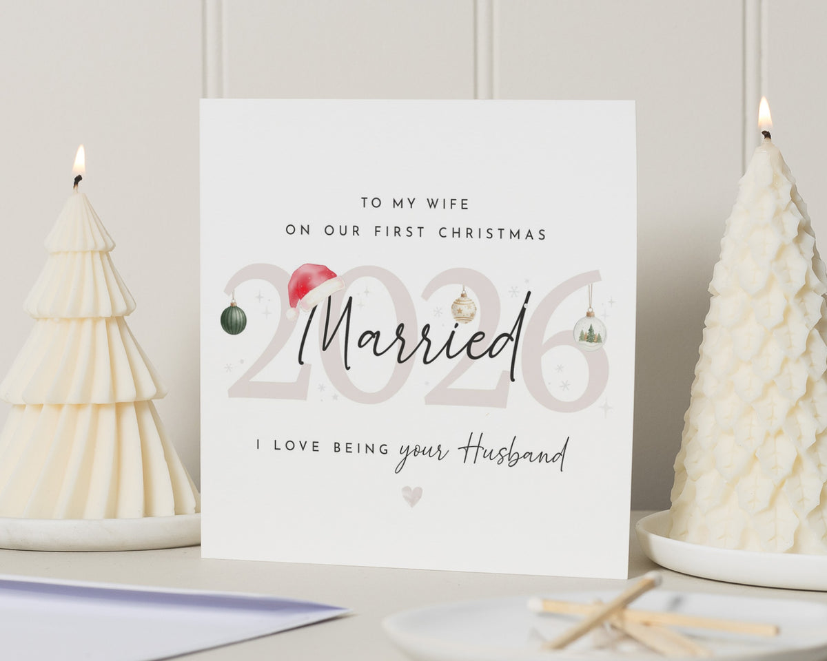 First Christmas Married Card for Wife, 1st Christmas Card, Wife Christmas Card, First Year Married Card from Husband, Personalised Xmas Card
